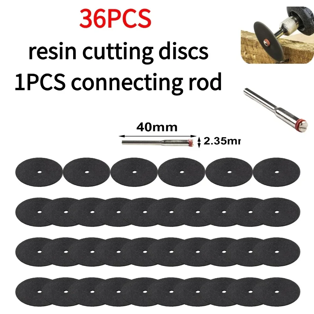 36Pcs Resin Cutting Discs Metal Cutting Disc 3.0mm Mandrel Rotary Cut Off Saw Mini Circular Saw Blade+1pcs Connecting Rod