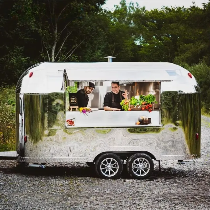 Food Truck Trailer Mobile Ice Cream Food Truck Stainless Steel Bbq Popcorn Hot Dog Concession Food Trailer for Sale Customized