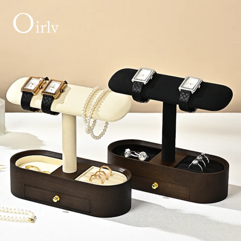  Luxury Wooden Multifunctional Jewelry Organizer with Watch Display Stand Classified Storage for Exquisite Jewelry & Watch Holder 
