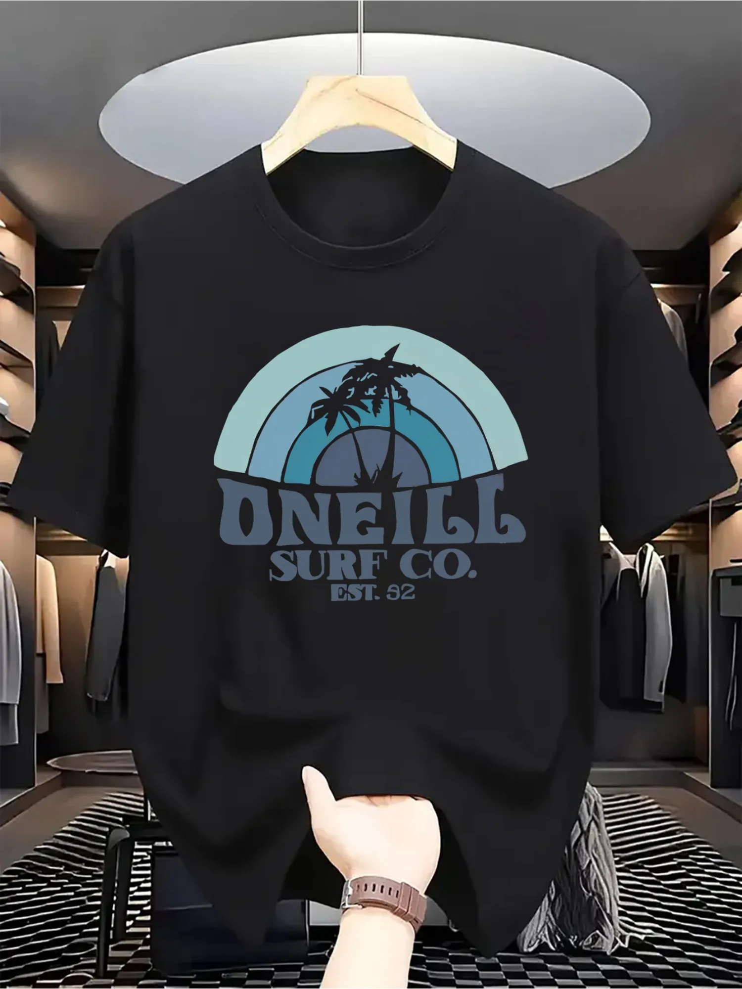 T-shirt Décontracté À Manches Courtes Et Col Rond Pour Hommes, Imprimé Coton