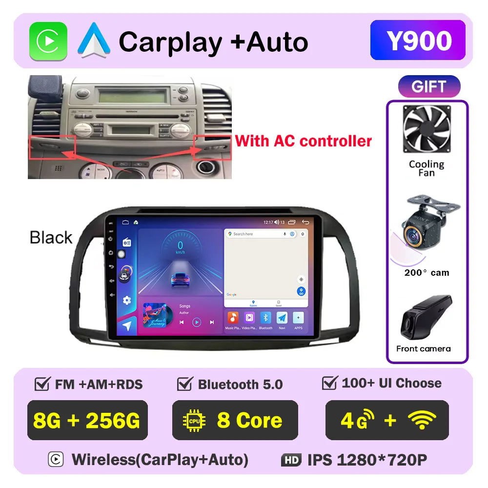 Carplay Android Autoradio Voor Nissan March Micra K12 2002-2010 Auto GPS Navigatie Head Unit Stereo 4G WIFI multimedia Draadloos