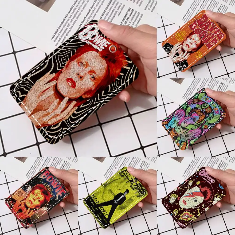 

Держатель для карт британского рок-певца Д.Дэвида Б.Боуи, подходит для кредитных карт, проездных билетов, из мягкой кожи, прямоугольный, с брелоком.