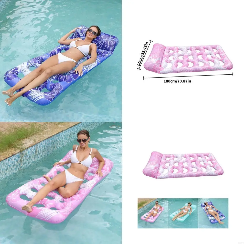 

D7YD Quick Inflate Leaf Shaped Pool Air Mattress Float Sturdy PVC Water Lounger For Adults Lake Or Beach