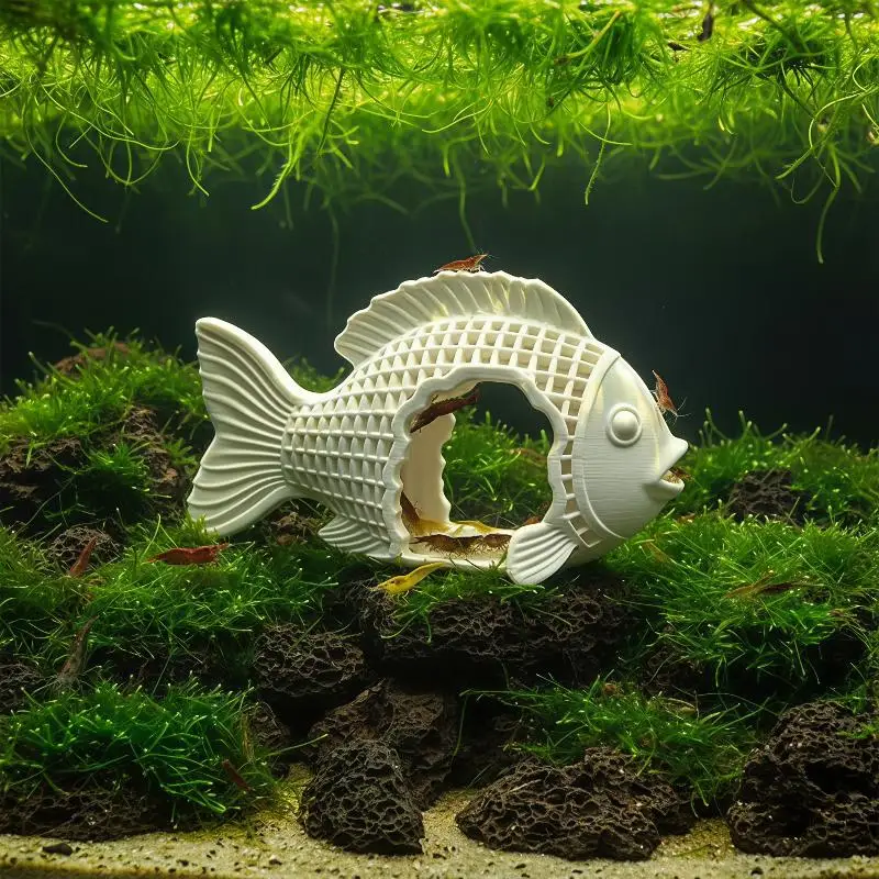 3D Printed Aquarium Hideout Cave Non-Toxic Odor Free Fish Ornament for Betta Turtle Small Reptile Tank Decoration
