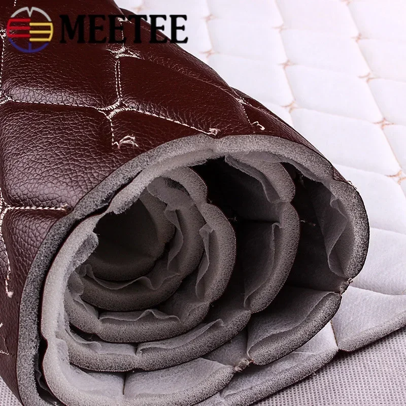 45*160cm Meetee Embroidered PVC Faux Leather Fabric for Car Floor Mat Seat Cushion DIY Background Wall Soft Decoration Material