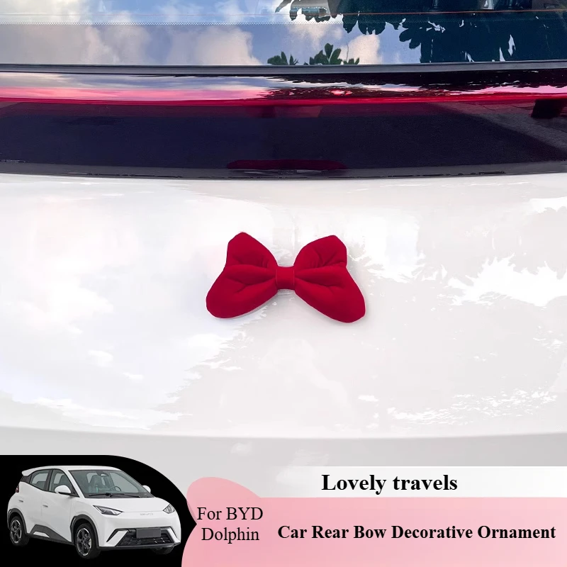 

For BYD Dolphin Rear Trunk Bow Decor Car Charm for Wedding or Festival Decoration Hanging Cute Vehicle Accessories for Women