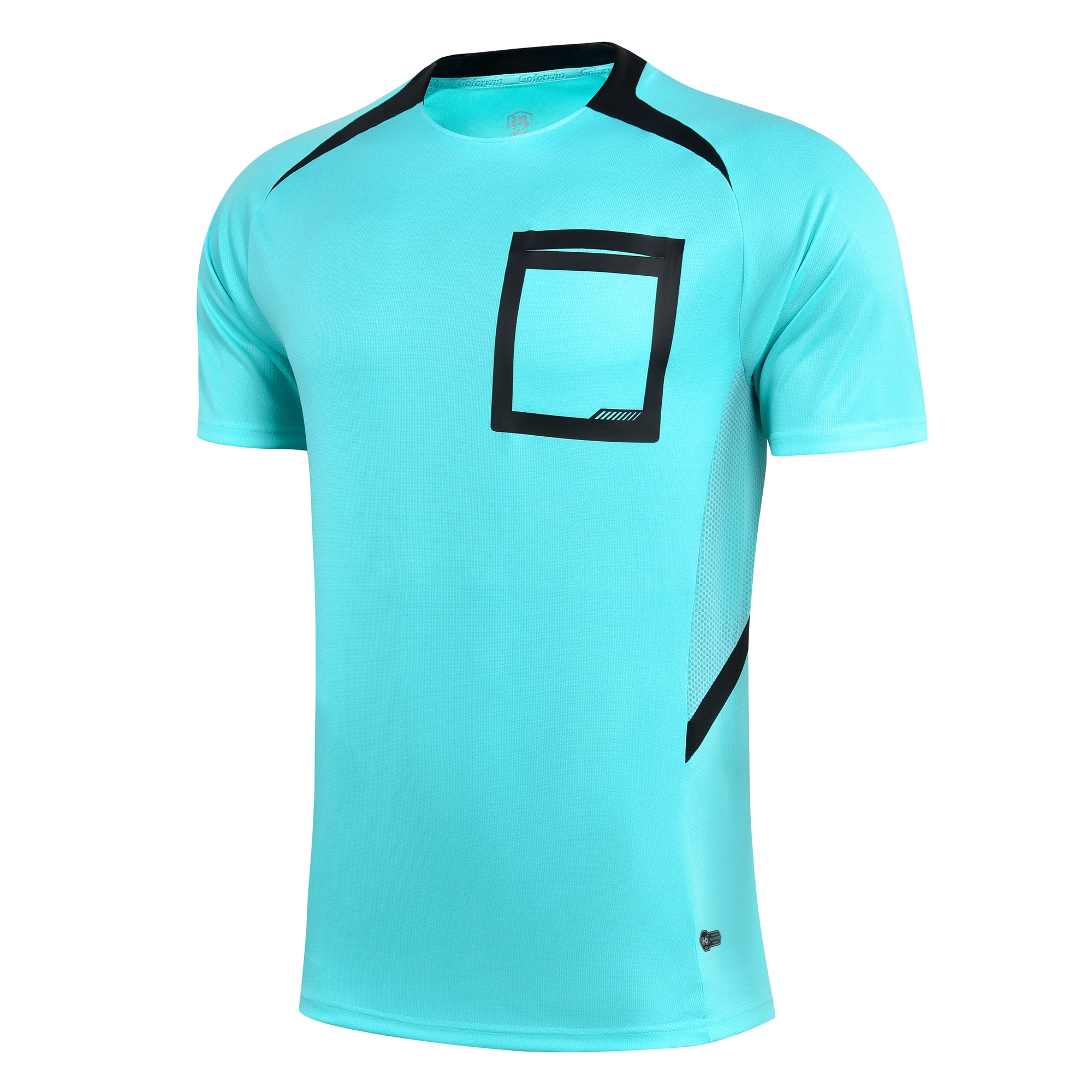 

Men Professional Referee Uniforms Rugby Soccer Football Referee Jerseys Pockets Judge Short Sleeve Shirts Breathable Quick Dry