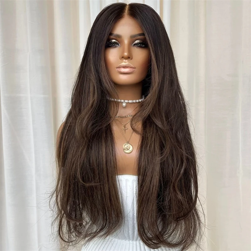 

Party Cosplay Daily Wig 13x4 Dark Brown Soft HD Lace Front Wig Fashion 30 Inches Natural Wave Wig Heat Resistant Synthetic Wig