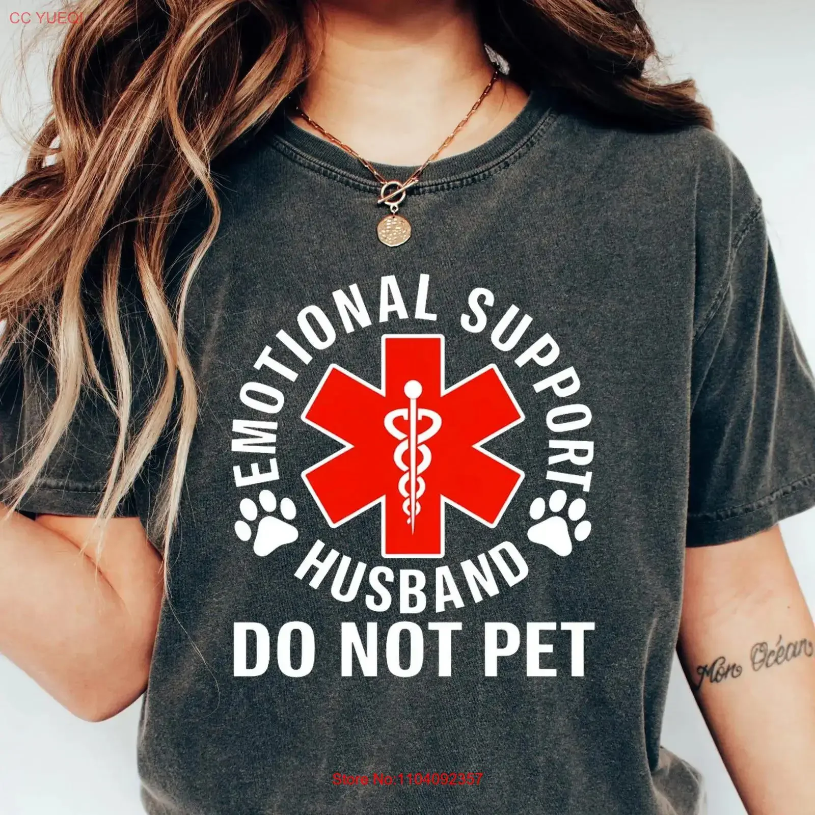 Emotional Support Husband Do Not PeT T Shirt Cool Funny Anniversary From Wife For vintage Washed graphic Casual Slightly