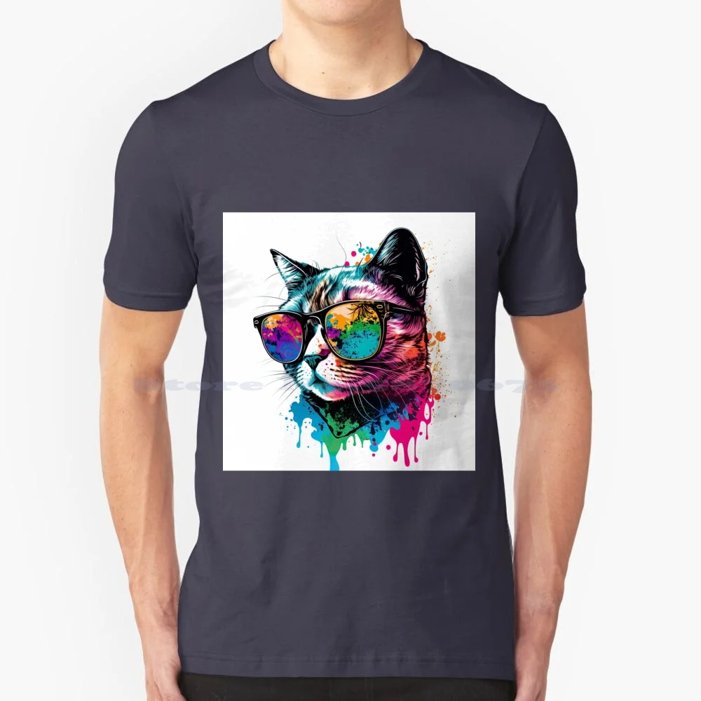 Cat Pop Art T Shirt 100% Cotton Tee Shaun White Shaunwhiteart Swa Pet Cat In Sunglasses Pop Art Banksy Kitty Kitten