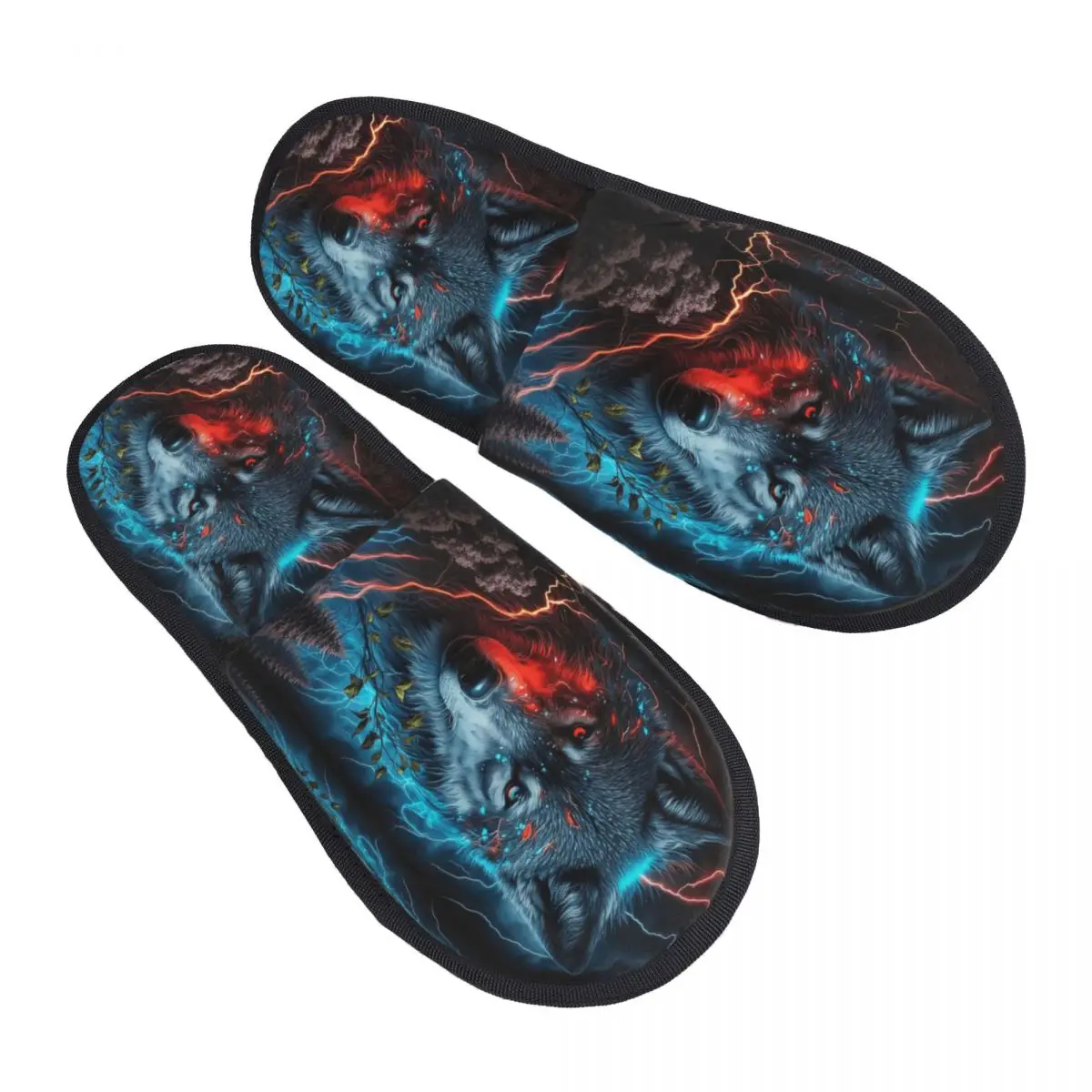 Custom Animal Wolf Cozy Scuff Memory Foam Slippers Women Bedroom House Shoes