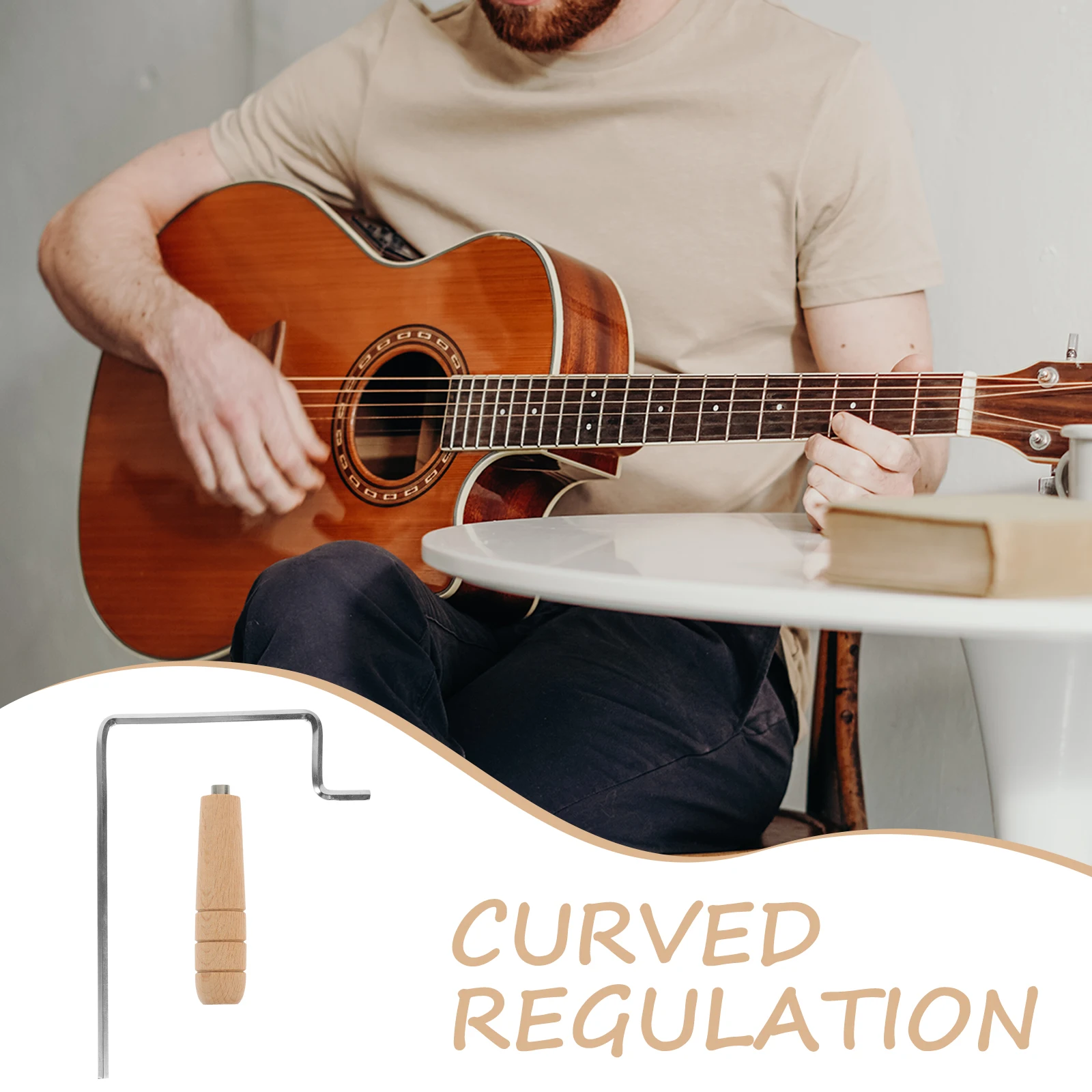 

4Mm Truss Rod Adjustment Tool for Guitar Neck Alignment Compatible with Acoustic Classical Models Strong Metal with Wood Handle