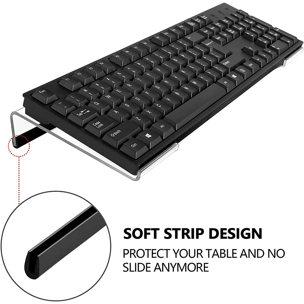 Acrylic Keyboard Holder,Acrylic Tilted Computer Keyboard Holder Clear Keyboard Stand for Ergonomic Typing Office Desk B