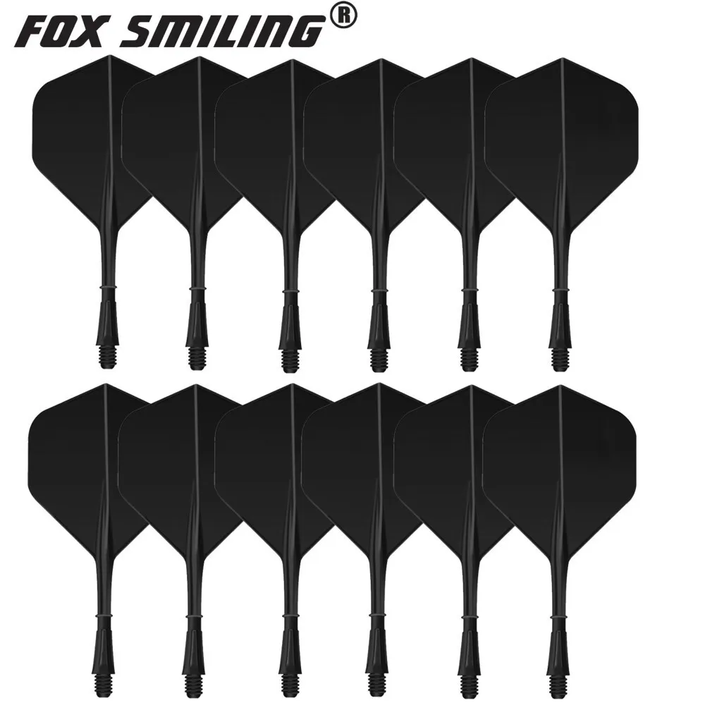 FOX SMILING Dart Flights Shafts 12PCS Integrated Dart Flights and Shafts 2BA Screw in-one Dart Accessorie Set Durable Anti-Fall