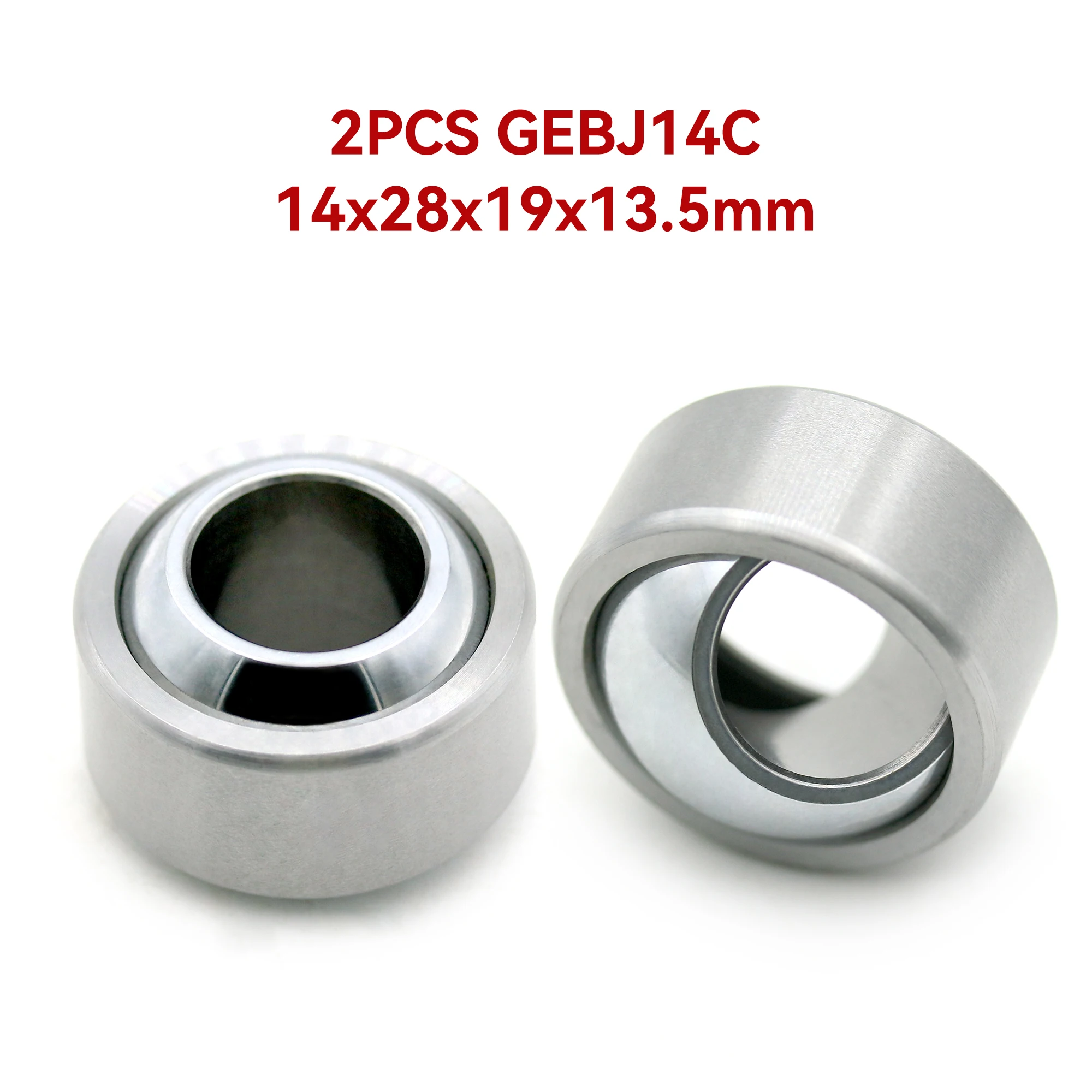 2PCS GEBJ14C Spherical Plain Bearing 14x28x19x13.5mm Radial Joint Plain Bearing Self‑lubricating Mechanical Articulated Bearing