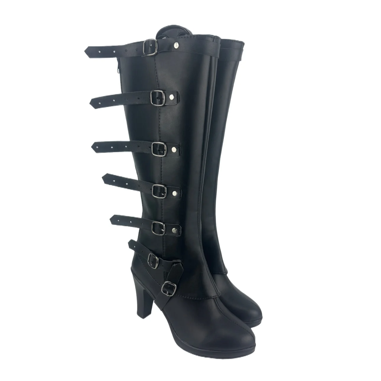 Botas de cosplay personalizadas Vergil DMC5, zapatos negros hasta la rodilla, de cualquier tamaño para hombres y mujeres