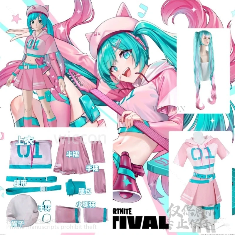 

Anime Game Project Sekai Cosplay Mikuu Neko Costume Fortnte Pink Punk Y2K Uniform Dress Jirai Kei Girls Lovely Lolita Halloween
