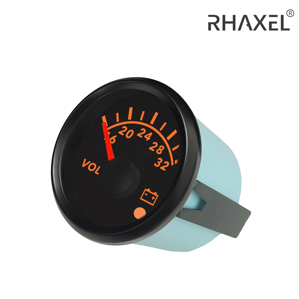 RHAXEL 2inch Voltmeter Volt Gauge 8-16V 16-32V 8-32V with Alarm for Motorcycle VAN Racing with 8 Colors Backlight