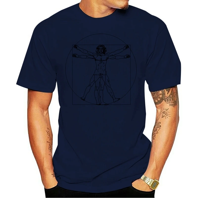 DA VINCI VITRUVIAN MAN MENS T SHIRT LEONARDO ARTIST INVENTOR SCIENCE ANATOMY Customize Tee Tshirt