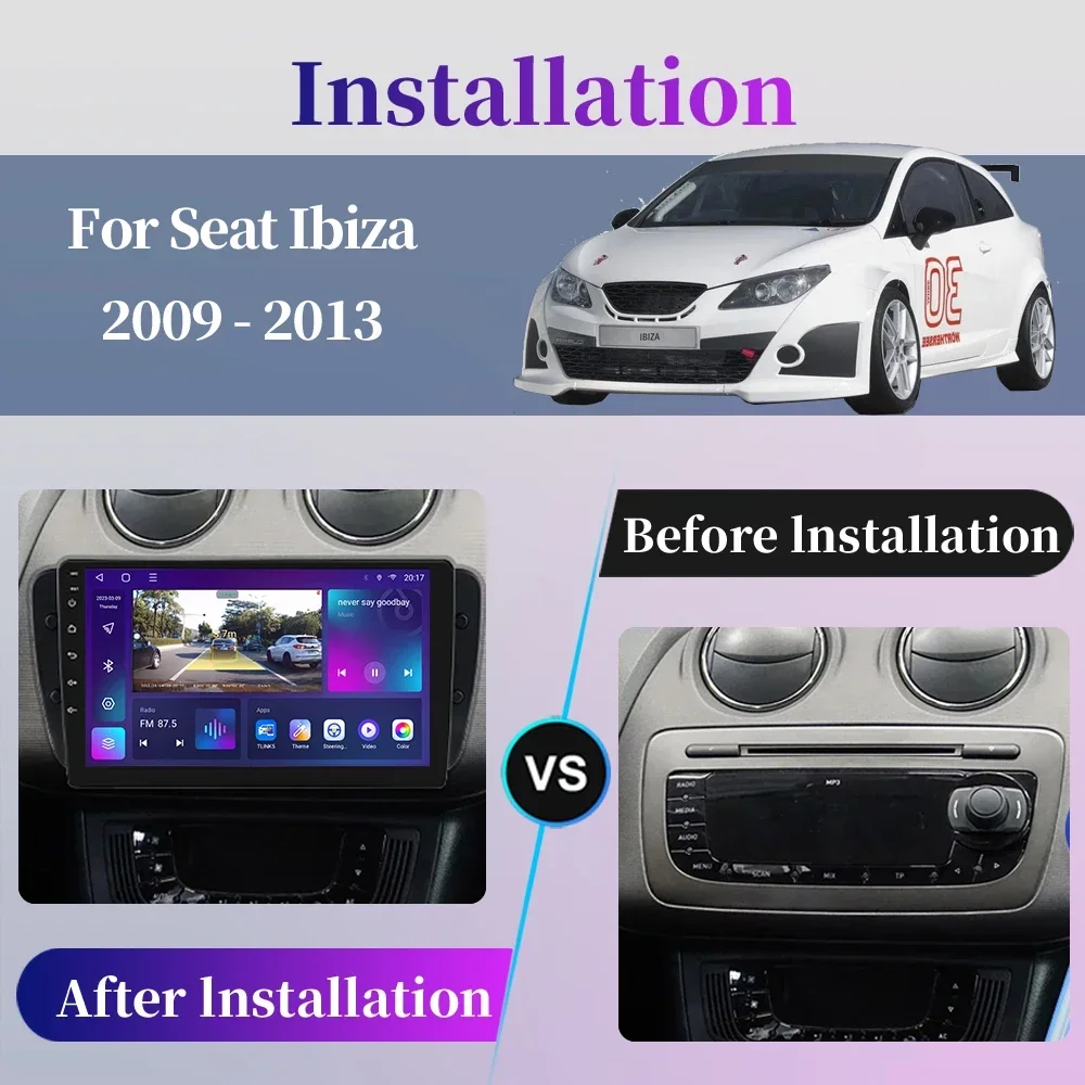 For Seat Ibiza 6j MK4 2009-2012 Android Car Radio Multimedia Player Navigation GPS Carplay Screen Auto Stereo Intelligent System