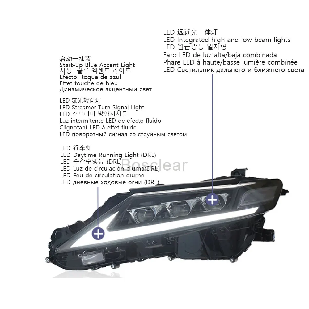 2PCS Full LED Headlights For Toyota Camry 8th generation 2018 2019 2020 2021 2022 2023 2024 Demon Eye Headlamps Series Assembly