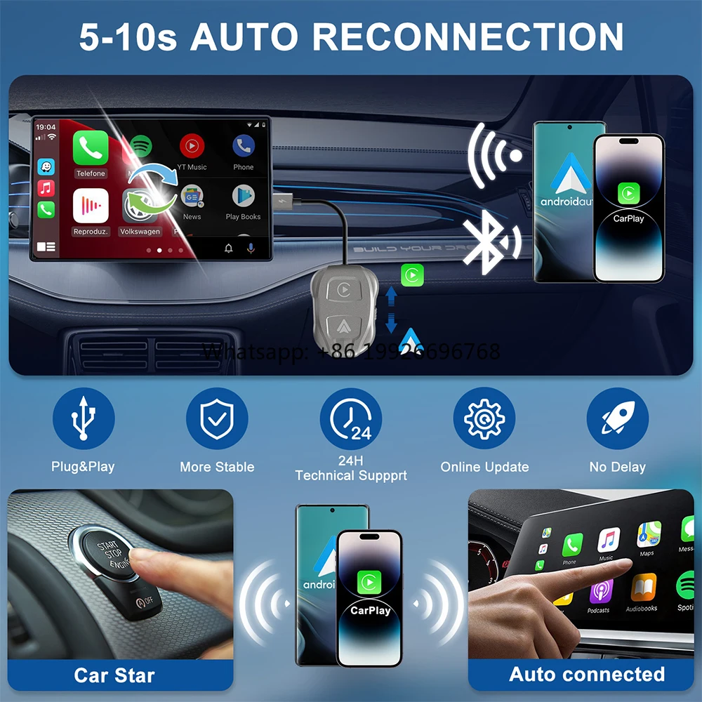 

Новейший беспроводной адаптер CarPlay Android Auto 2в1 Беспроводной адаптер CarPlay для aple Беспроводной Android Auto адаптер для Android ma