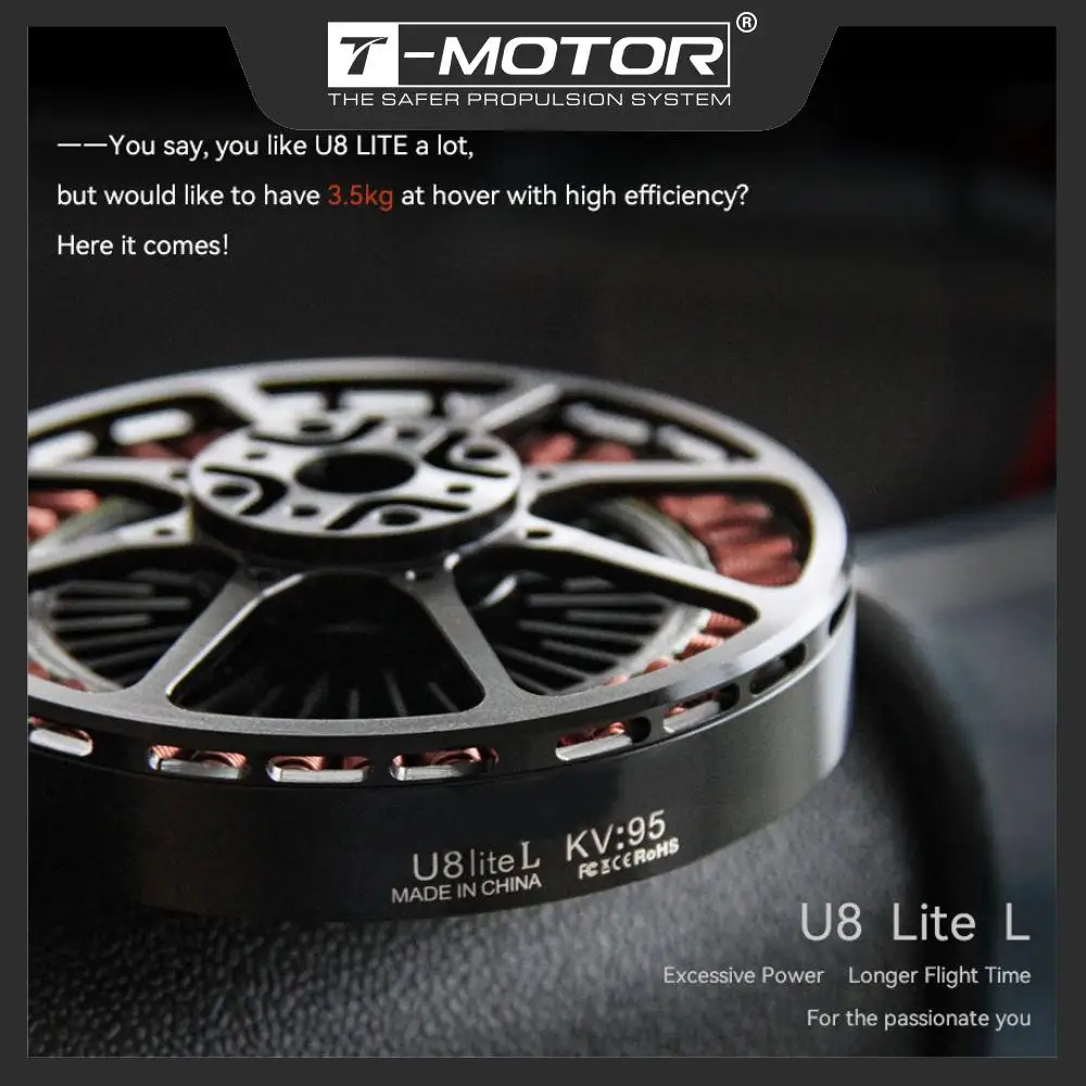 

T-MOTOR U8 Lite L KV95 KV110 Brushless Motor For Powerful RC Drone Multirotor VTOL UAV Quadrotor Cruising Mapping Drone DIY Part