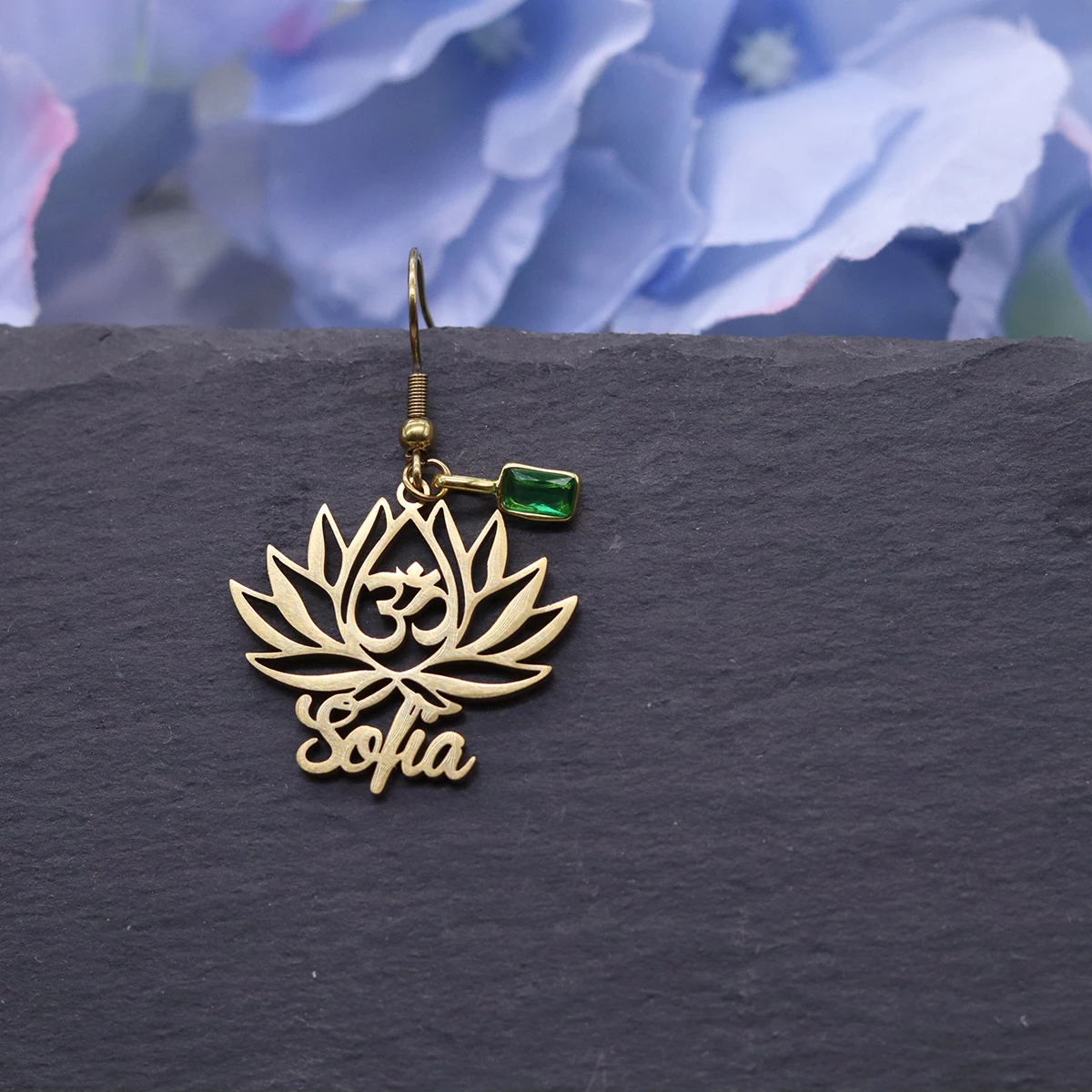 Stainless Steel Hollow Lotus  Custom Engraved Personalized Earrings Pendant Earrings for Women Girl Unique New Design Gifts