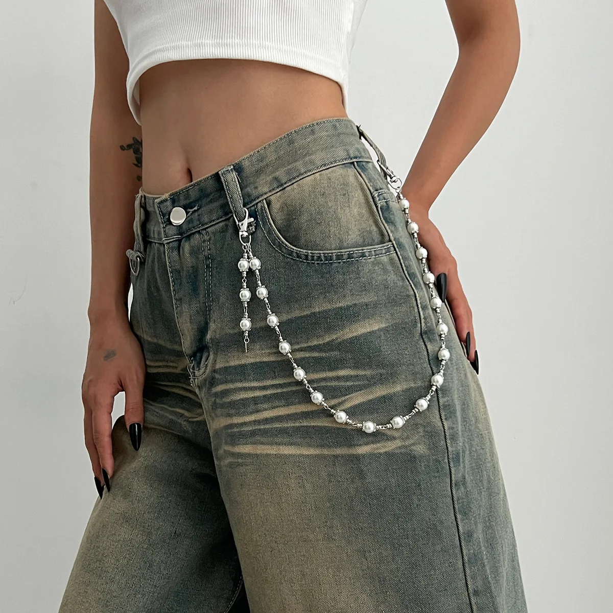 New 2025 Fashion  Multi Layer Metal Pants Chain Hip Hop Waist Chain Cross Pendant Jeans Chain for Men Women Accessories Gifts