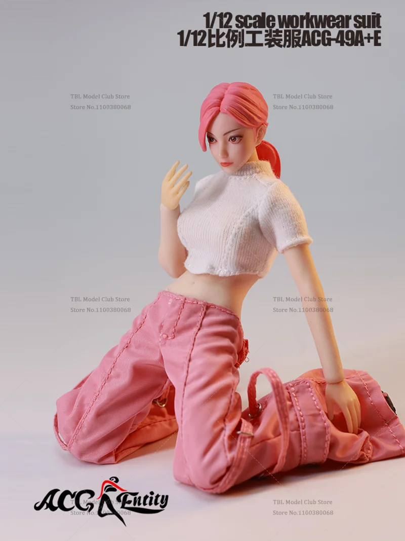 ACG-49 1/12 Schaal Wijde Pijpen Cargo Broek Slim Fit Korte Tops Smart Werkkleding Set Vrouwelijke Kleding Voor 6-inch Action Figure Soldaat