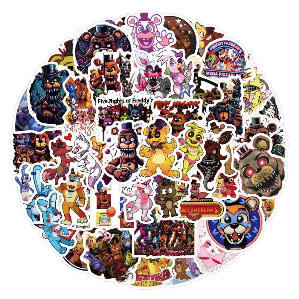 60pcs FNAF Stickers Five Nights At Freddys Scooter Trolley Case Sticker PVC Graffiti Sticker Child DIY Trunk Notebook Decal Gift