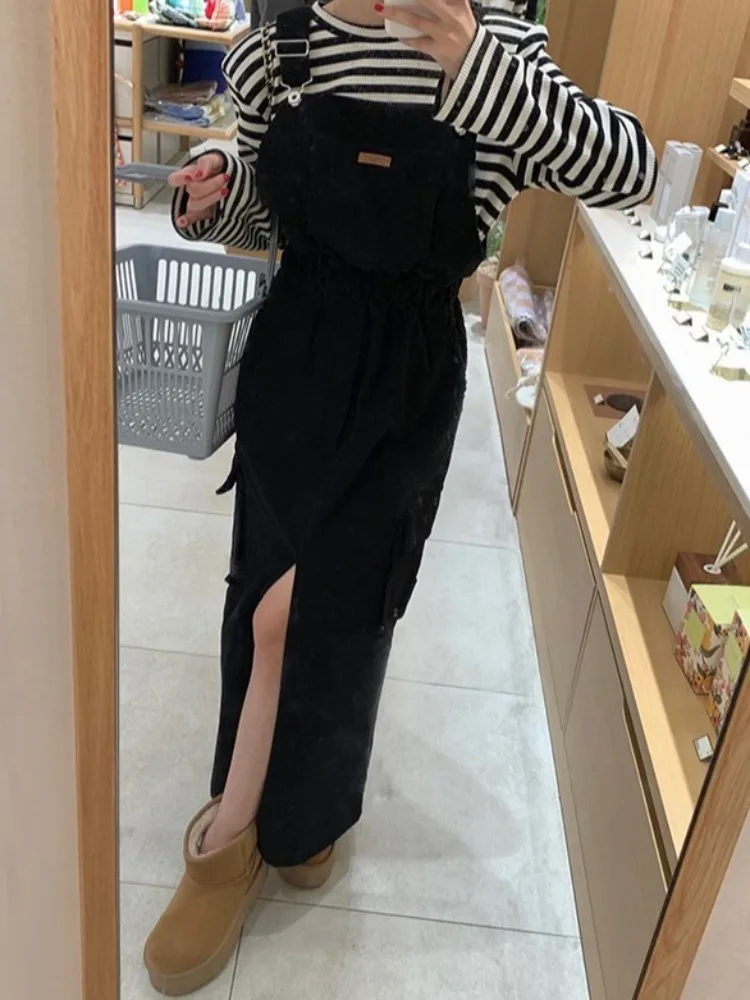 

Corduroy Workwear ter Dr Women's Autumn Winter Sle Youthful ket High Waist Trench Coat Front Slit Dr