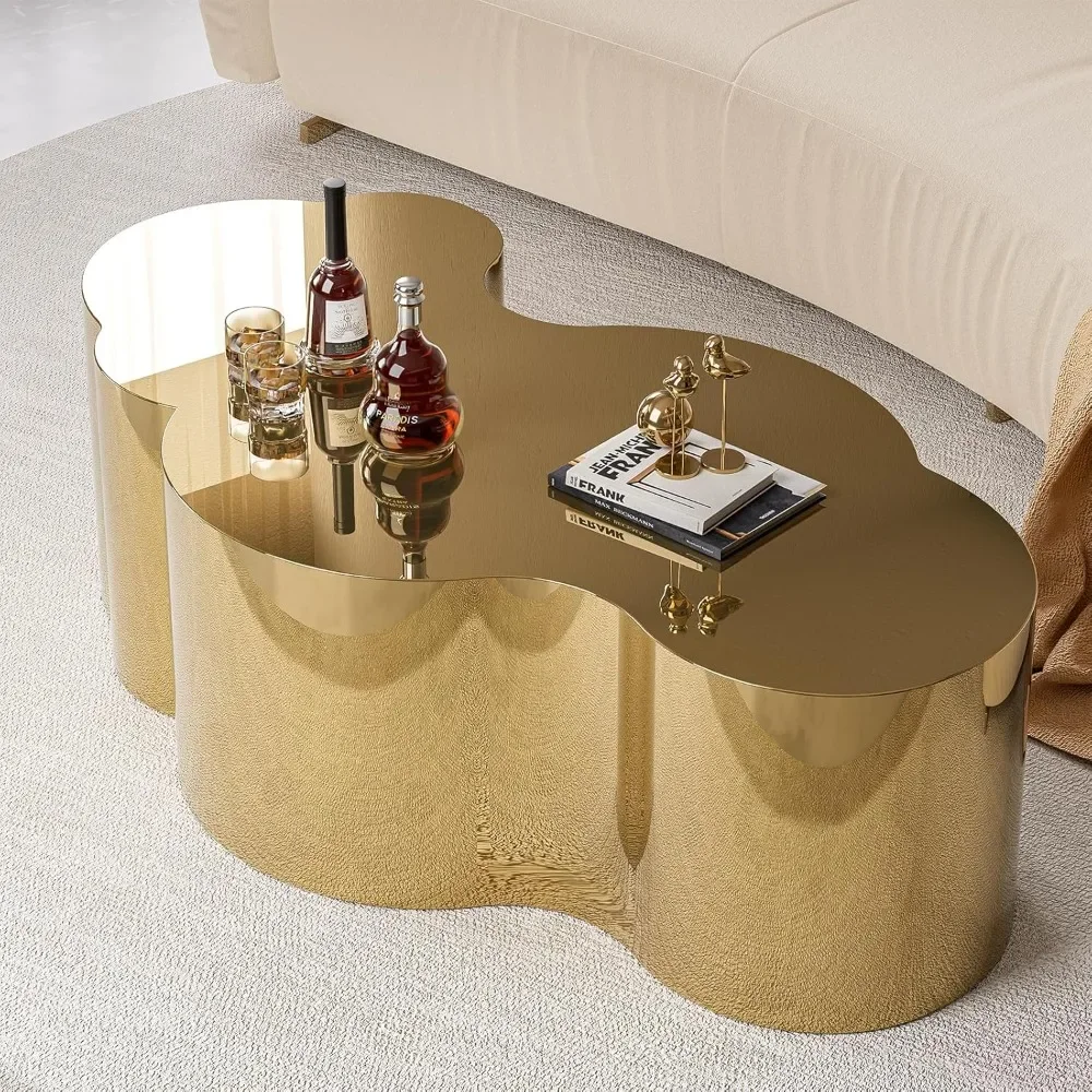 Modern Gold Stainless Coffee Table, Large Cloud Fashion Design Accent Table