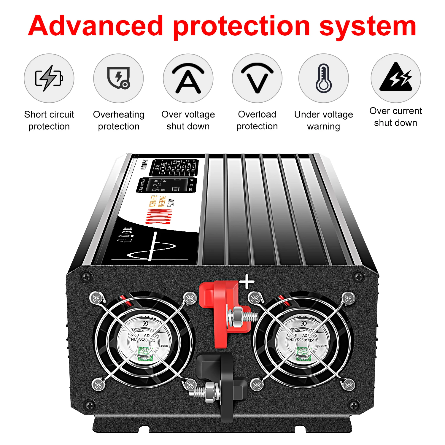 2000W pure sine wave solar power inverter DC 12V 24V 48V to AC 110V 220V LCD display