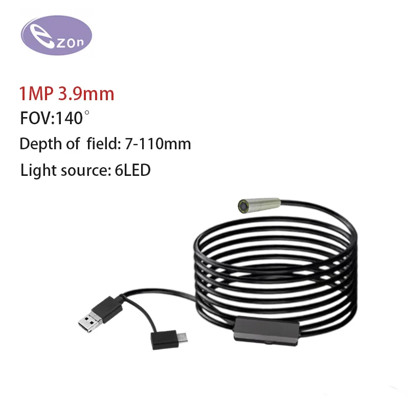 1MP 3.9MM FOV140° wide angle 0.15 inch diameter endoscope inspection camera, automotive machinery industry endoscope