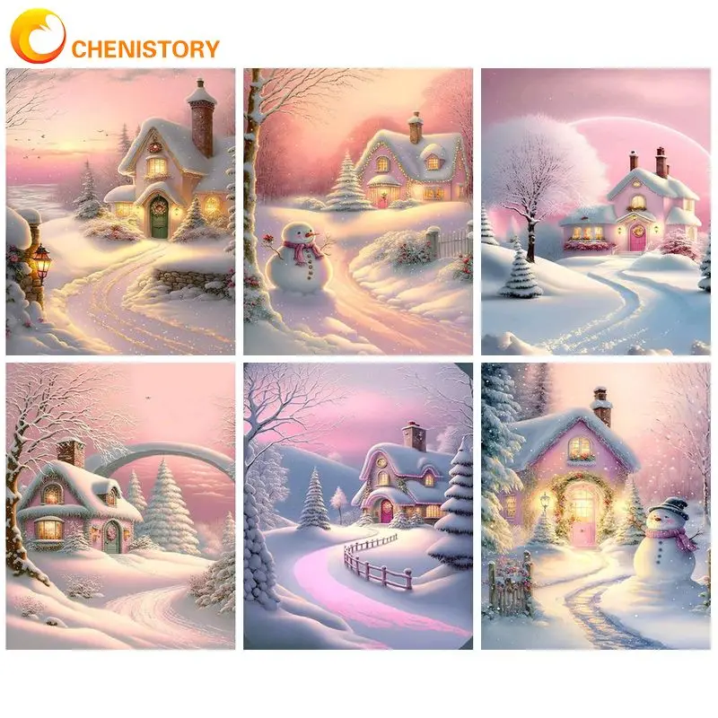 

CHENISTORY Diy Painting By Numbers Drawing On Numbers Snow House Picture Paint For Adults Paint Kit Diy Crafts Wall Art 40x50cm