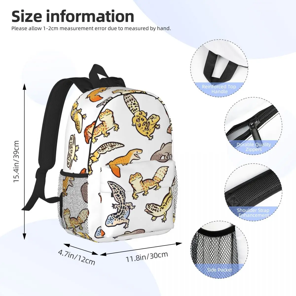 Chub Geckos In Dark Grey Backpacks Boys Girls Bookbag Fashion Students School Bags Laptop Rucksack Shoulder Bag Large Capacity