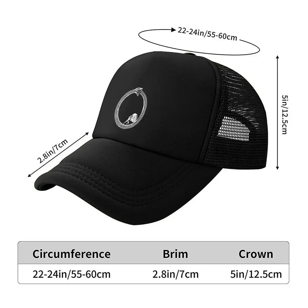 New “Snake Circle Abstract, Symbol Design” Mesh Baseball Cap