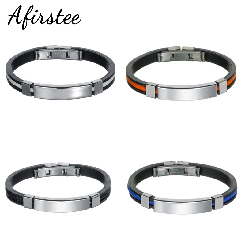 

Afirstee New Arrival For Men DIY Engraved Bracelet Stainless Steel Custom Name Logo Party Jewelry