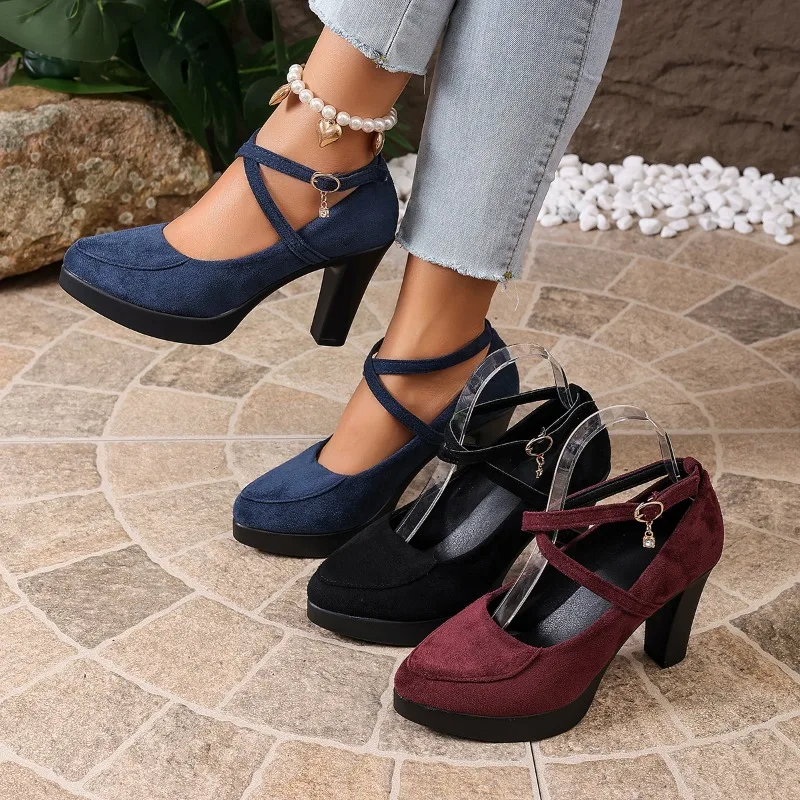 

Women High Heels Mary Jane Shoes Strap Black Party Wedding Office Shoes Female Elegant Luxury Big Size Pumps Zapatos De Mujer