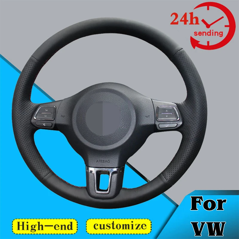 Personalizado volante do carro trança capa 100% apto para volkswagen vw golf 6 vi golf plus polo tiguan touran caddy jetta carro produtos