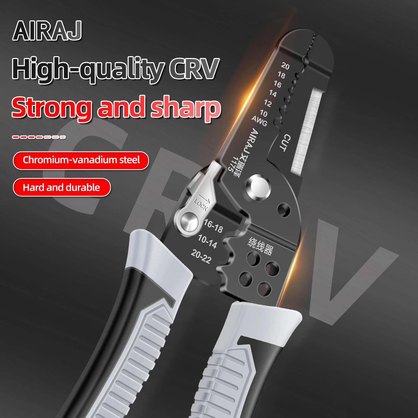 AIRAJ 7 inch Multifunctional AUTOMATIC WIRE STRIPPER Pliers Professional Electrician Anti Slip Maintenance Durable Hardware Tool