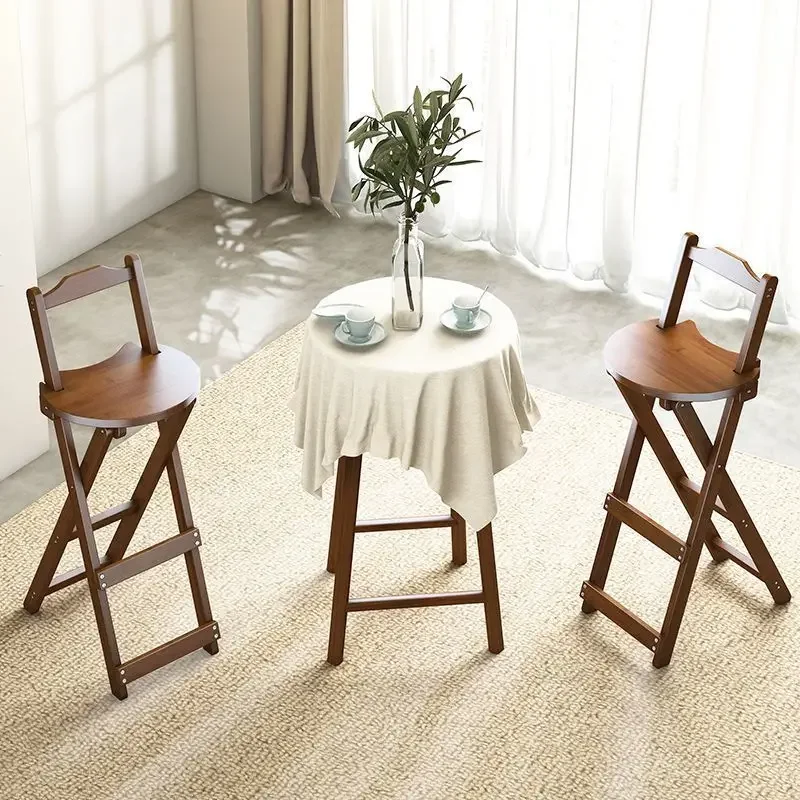 Folding Bar Chair High Stool Household Cashier Dining Table Chairs Living Room Backrest Luxury Simple Chair Ottomans Furniture