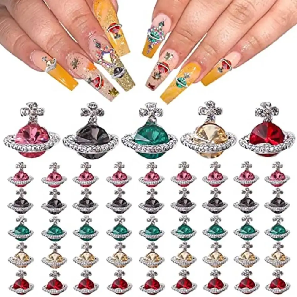 10Pcs/Pack Jewelry Luxury Nail Charms Nail Parts 3D Zircon Alloy Nail Art Decoration Colorful Gems Stones Crystal Rhinestones