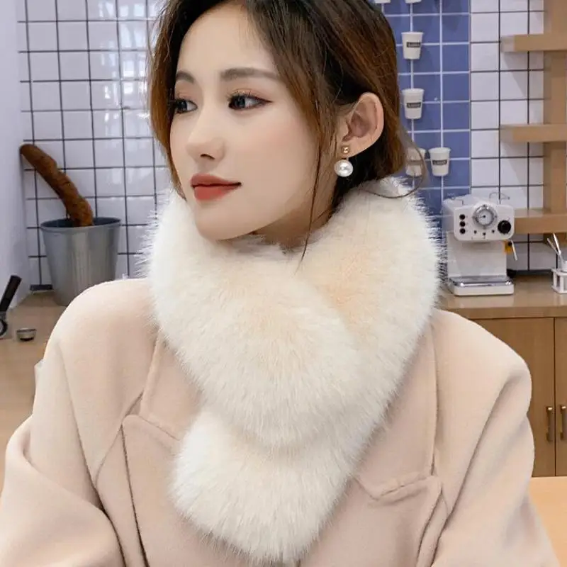 2022 Fox Fur Collar Winter Faux Fur Scarf Jacket Coat Hat Decor Shawl Multicolor Strip Soft Hood Fur Collars Lady's Bib Scarives