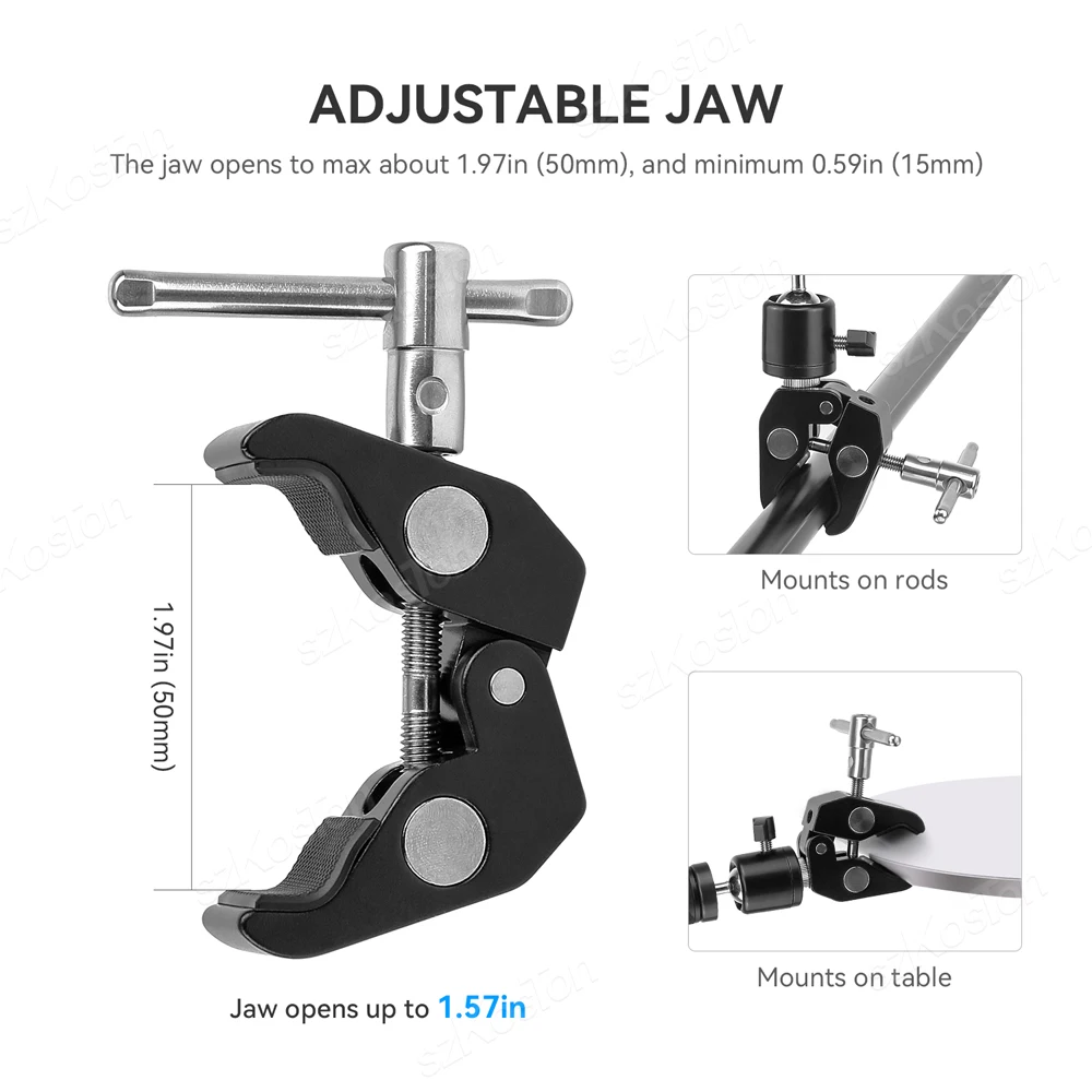 Metal Super Clamp with Mini Ball Head Quick Release Clamp Bracket Tripod Mount 1/4 3/8 Screw Clip for DSLR Camera