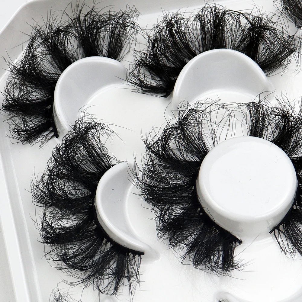 Korea 5 Paare 25mm Nerz Wimpern einzelne natürliche flauschige falsche Wimpern dichte Verlängerung Nerz Wimpern Großhandel Make-up Toole – Detail 5