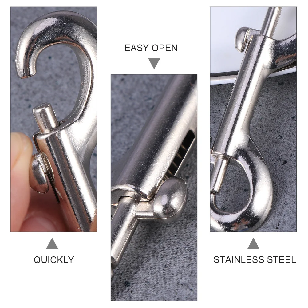 

2pcs Stainless Steel Double Ended Trigger Hook Snap Clip Heavy Duty Long Bolt For Boat Rope Fastening Marine Use