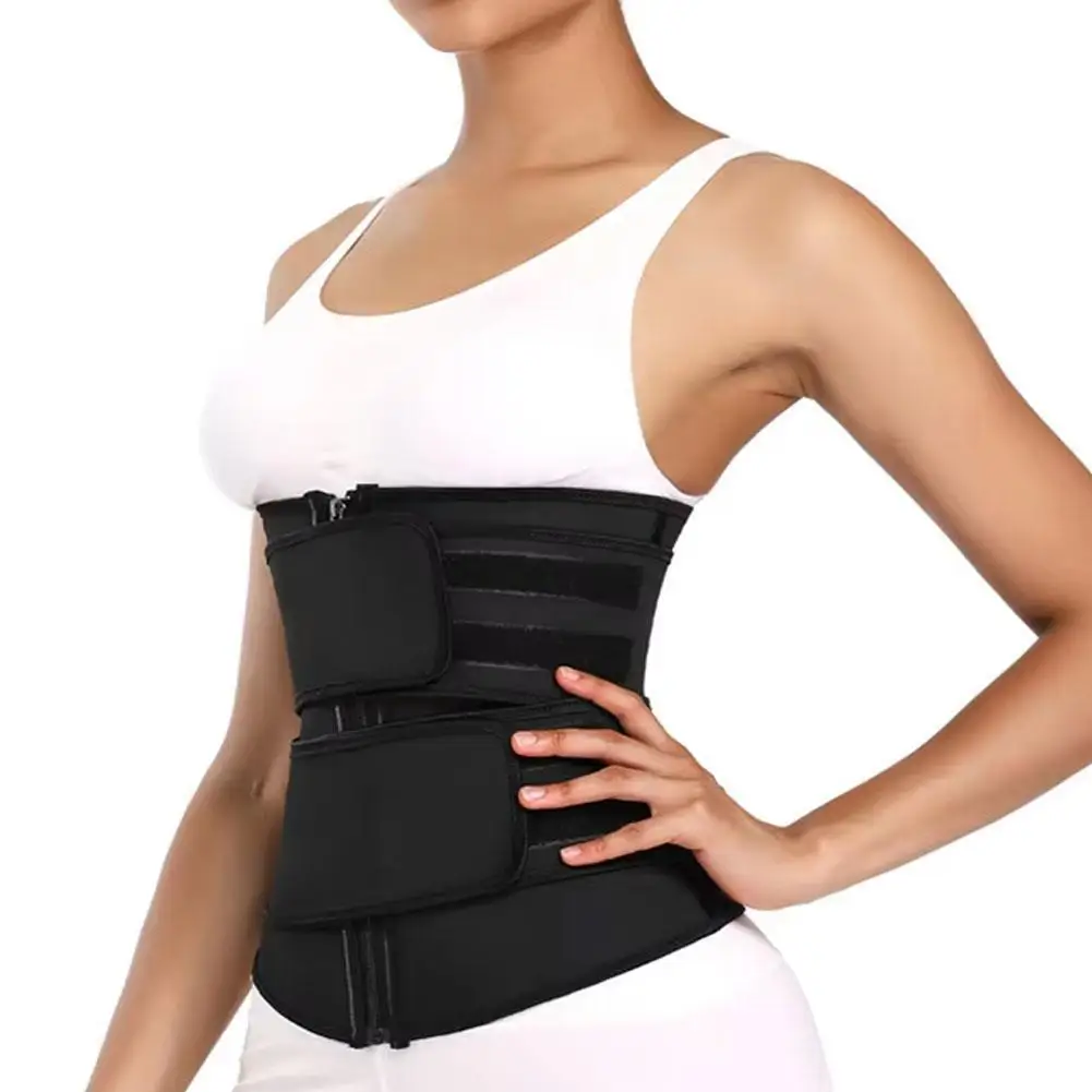 New Cross-border Sweat-absorbent Belt Beauty Sports Belt Women's Zipper-pulled In Abdomen Chlorine Rubber Body Shaper