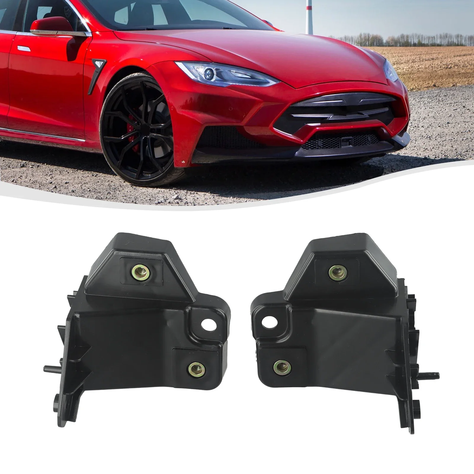 Soportes de faros delanteros izquierdo y derecho, soporte de retenedor para Tesla para Modelo S 16-19, plástico a estrenar, fácil de instalar, 1 par